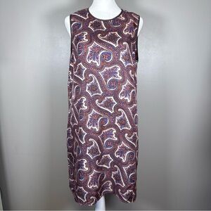 Theory Brindina Shift Dress 100% Silk Paisley Floral Sleeveless Size 10